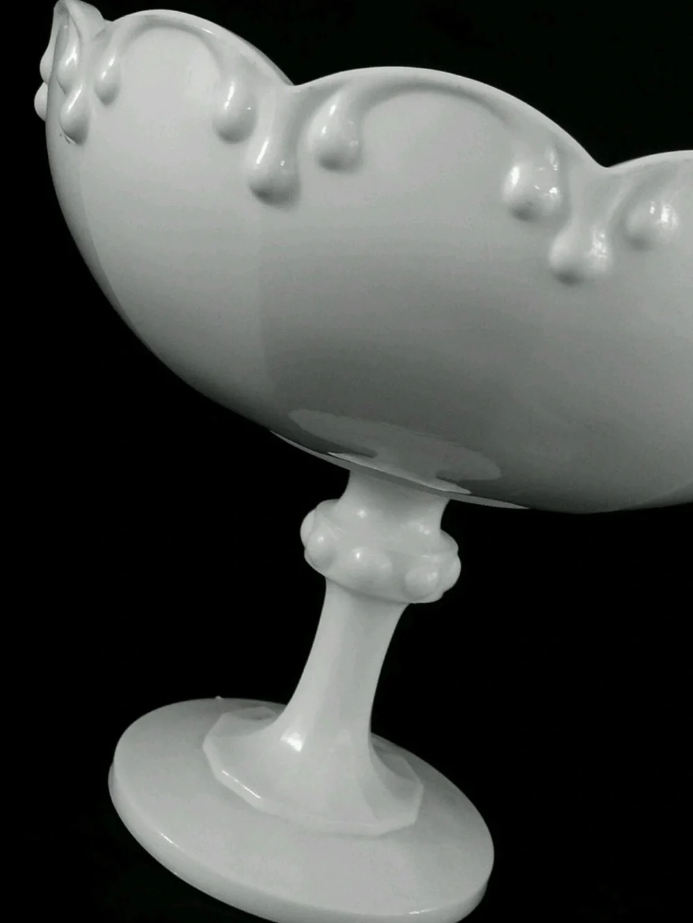 Vintage Mid-Century Milk Glass Compote 8.5” Footed Pedestal Bowl MCM Decor